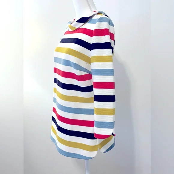 Boden Sarah Ponte Knit Ottoman Top with Multicolor Stripes. Size US 10 - Picture 7 of 12
